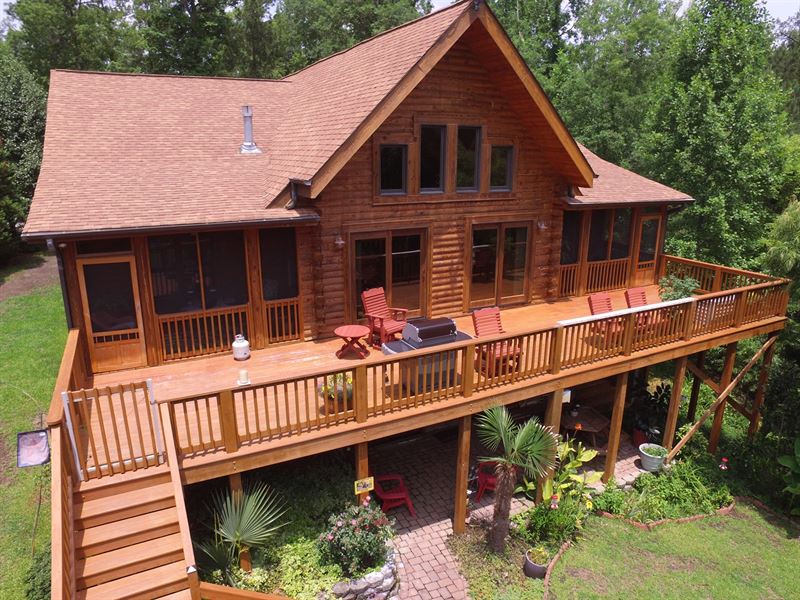 Waterfront Log Home Eastern, NC : Chocowinity : Beaufort County : North Carolina