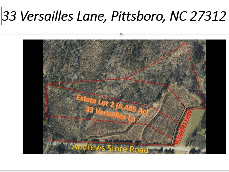 Estate Lot in Rural Setting, Lot 2 : Pittsboro : Chatham County : North Carolina