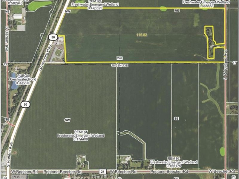 120 AC Peotone Route 50 Farm : Peotone : Will County : Illinois